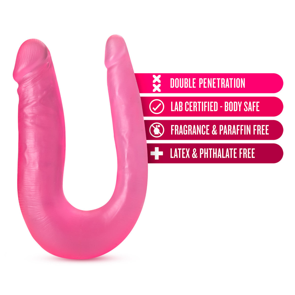 Blush U-Shaped 12.5-Inch Long Pink Double Ended Dildo-4