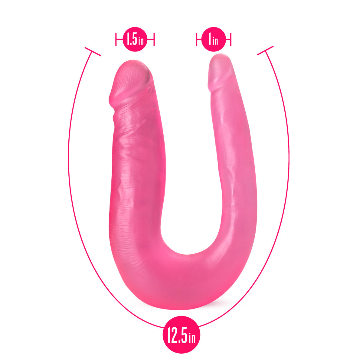 Blush U-Shaped 12.5-Inch Long Pink Double Ended Dildo-3