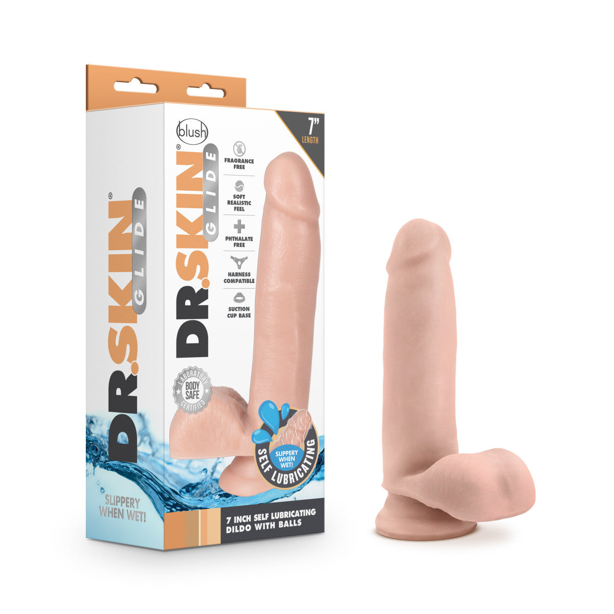 Blush Dr. Skin 7-Inch Realistic Dildo with Balls & Suction Cup Base-0