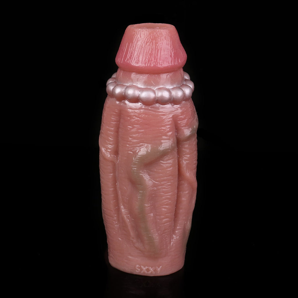 Crown Beaded Girth Realistic Cock Sleeve 6.1-Inch-4