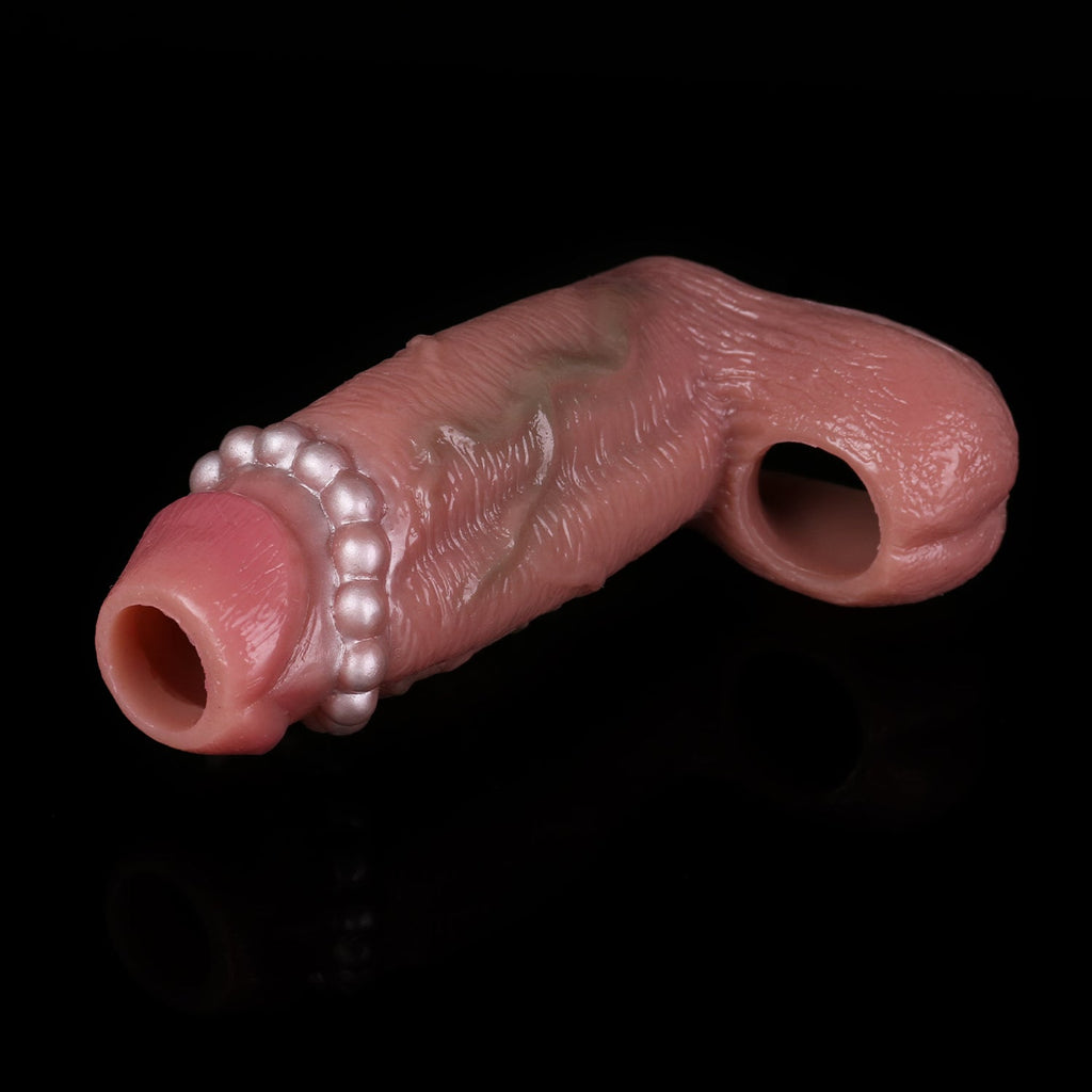 Crown Beaded Girth Realistic Cock Sleeve 6.1-Inch-3