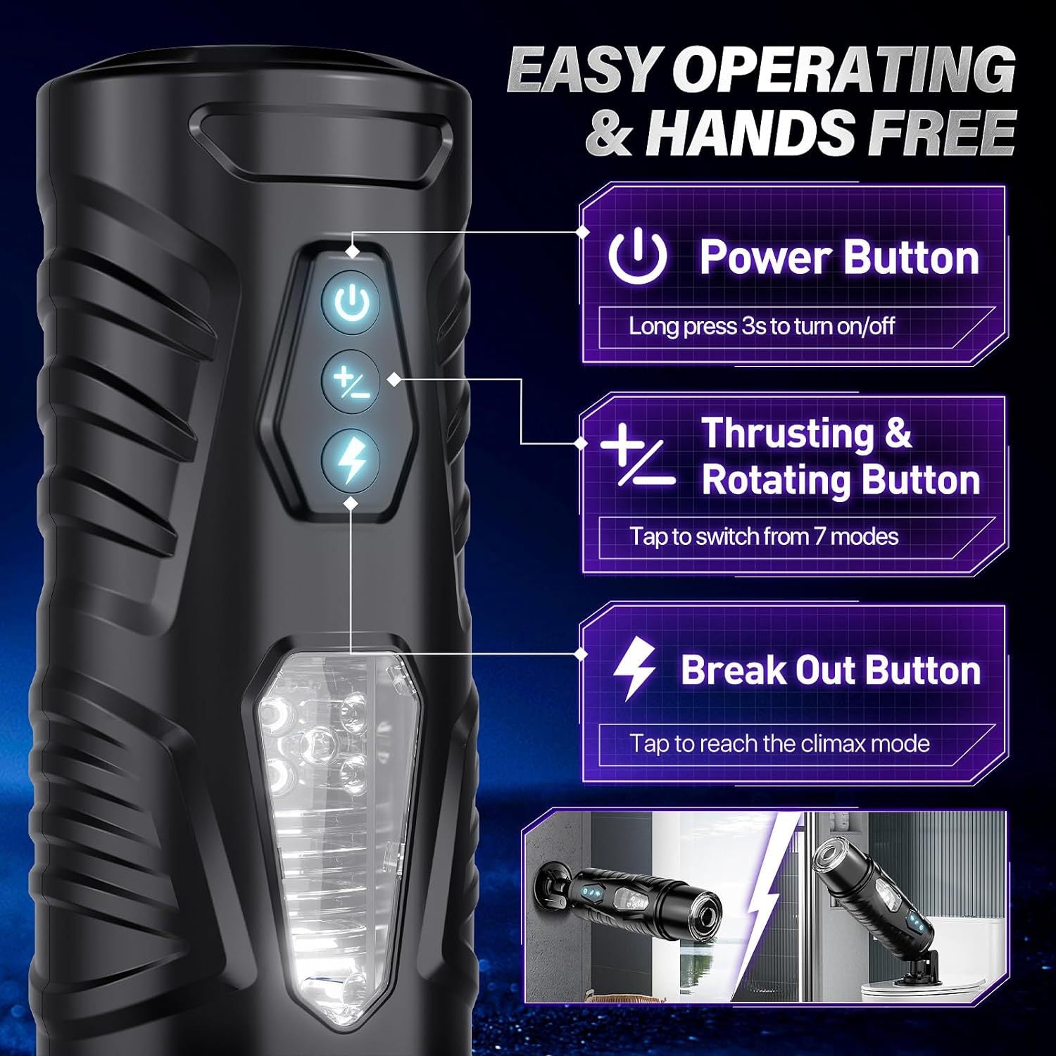 Dark Warrior Rotating & Thrusting Male Masturbator App Controlled-4