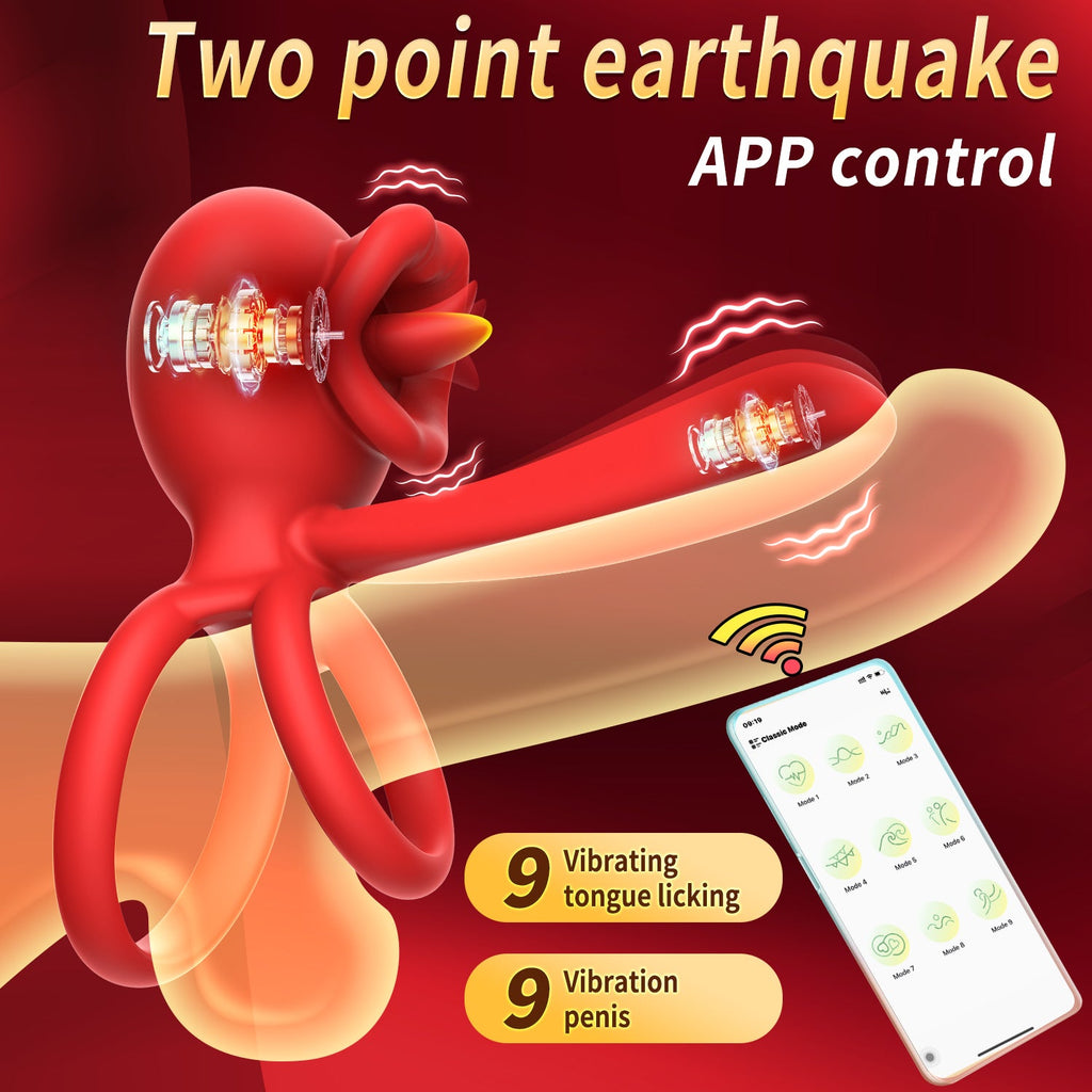 Dragon Tongue 2-in-1 Licking & Vibrating Cock Ring App Controlled-1