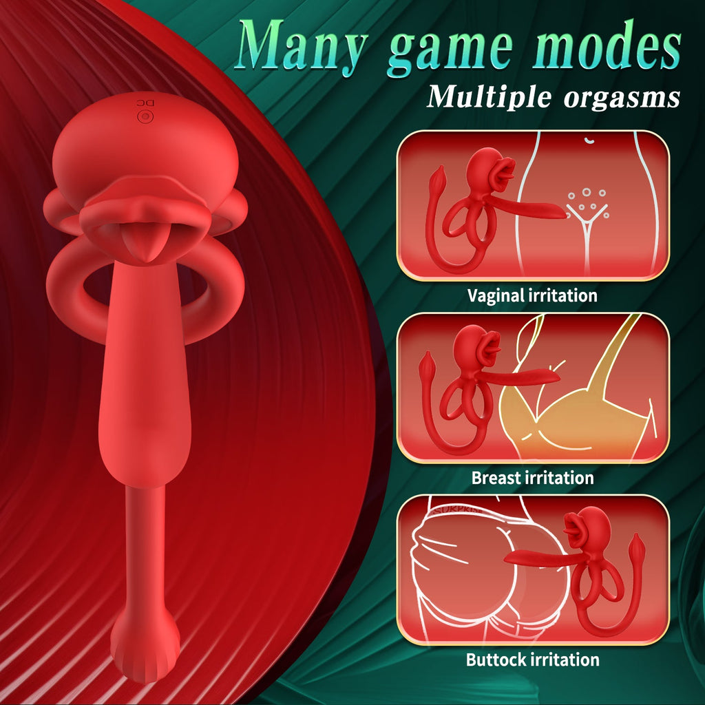 Dragon Tongue 3-in-1 Licking & Vibrating Cock Ring App Controlled-3