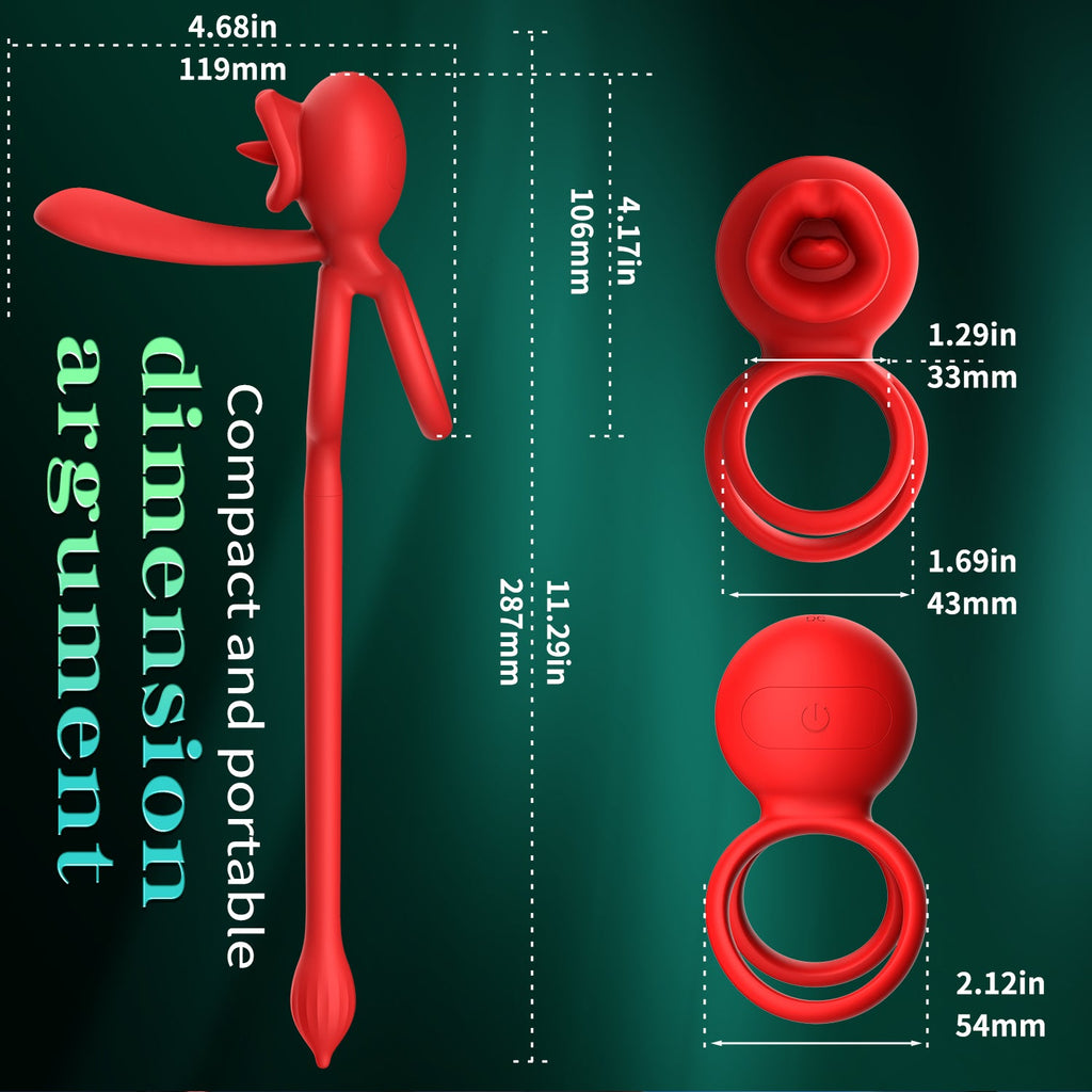 Dragon Tongue 3-in-1 Licking & Vibrating Cock Ring App Controlled-4