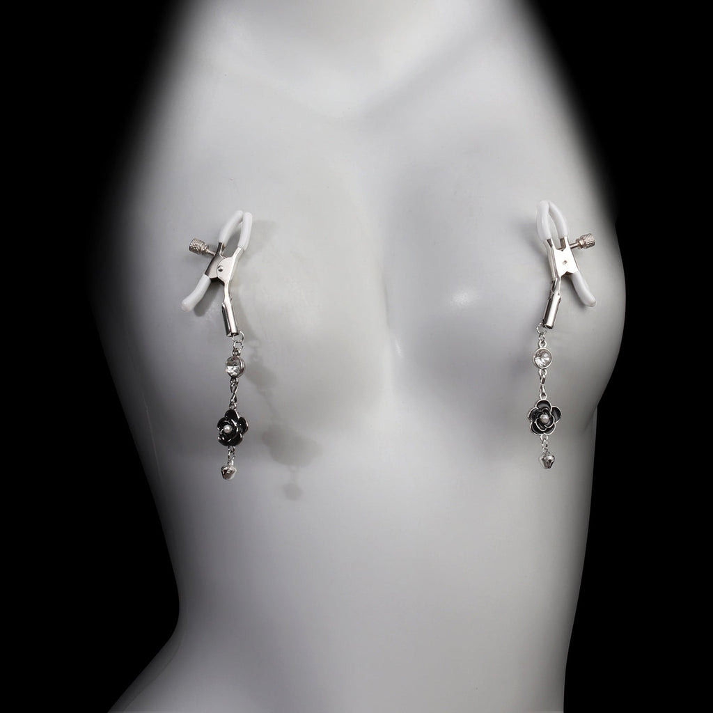 Floral Nipple Clamps with Bell Pendants-1