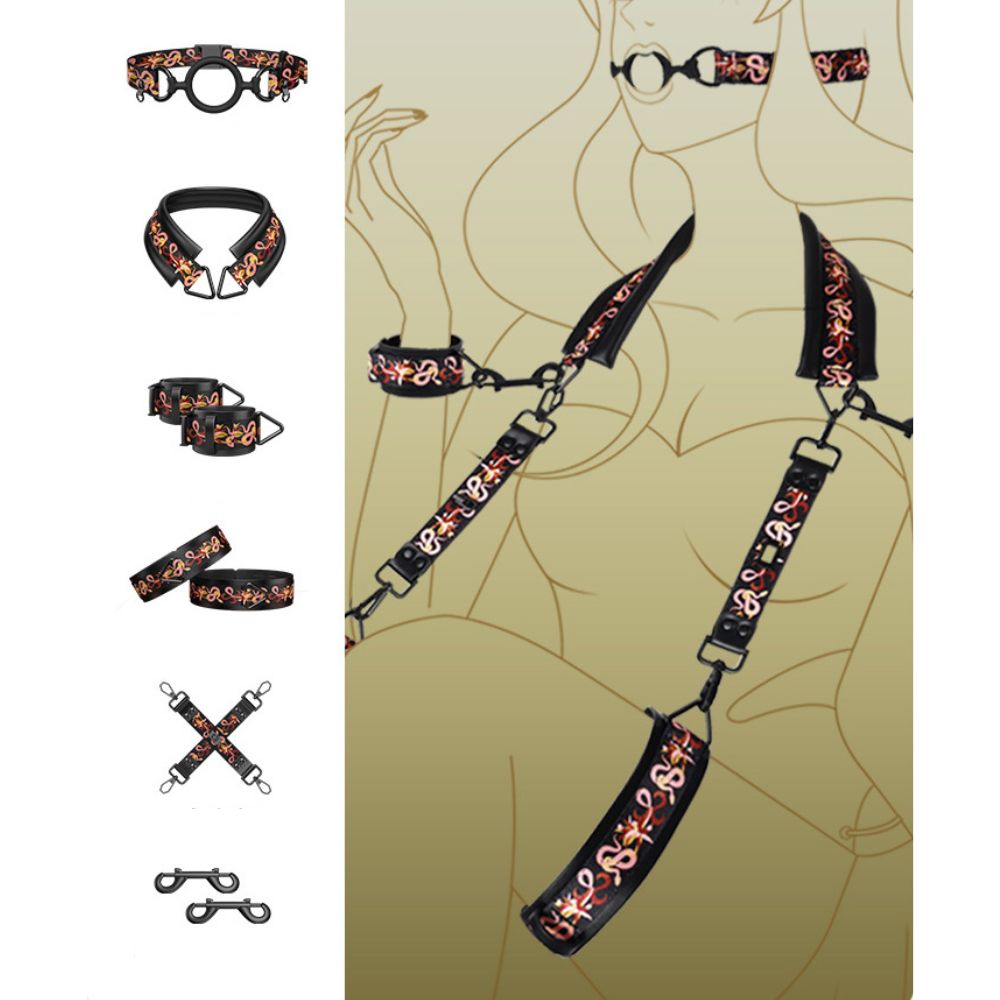 LOCKINK Flowering Serpent Leather Bondage Restraint Set-3
