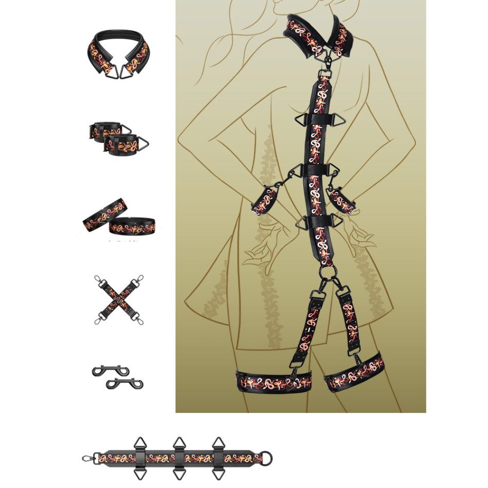 LOCKINK Flowering Serpent Leather Bondage Restraint Set-4
