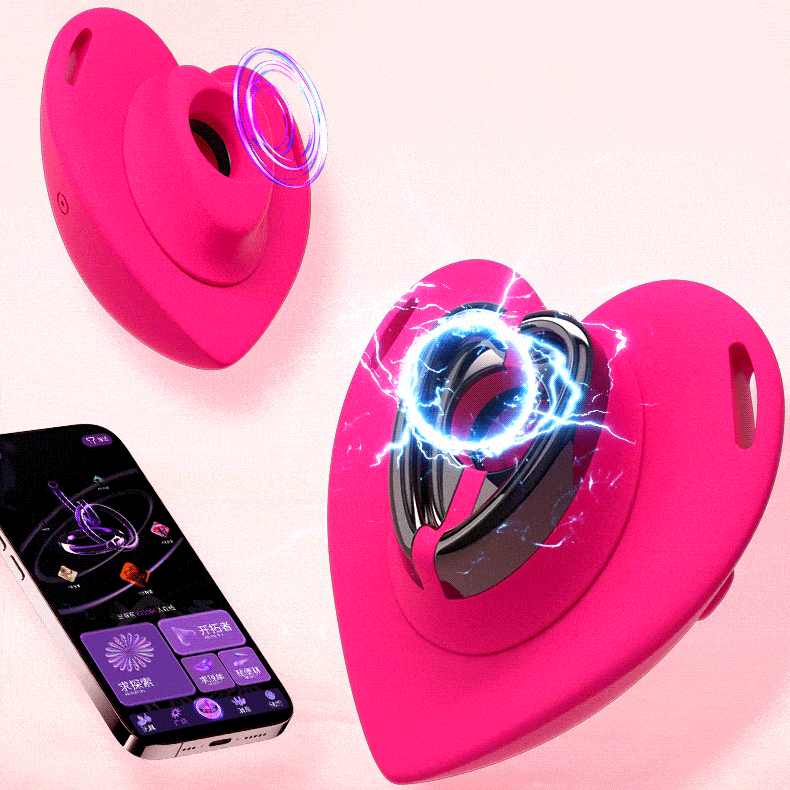 LOCKINK Pink Heart E-Stim Strap-On Wearble Vibrator App Controlled-4