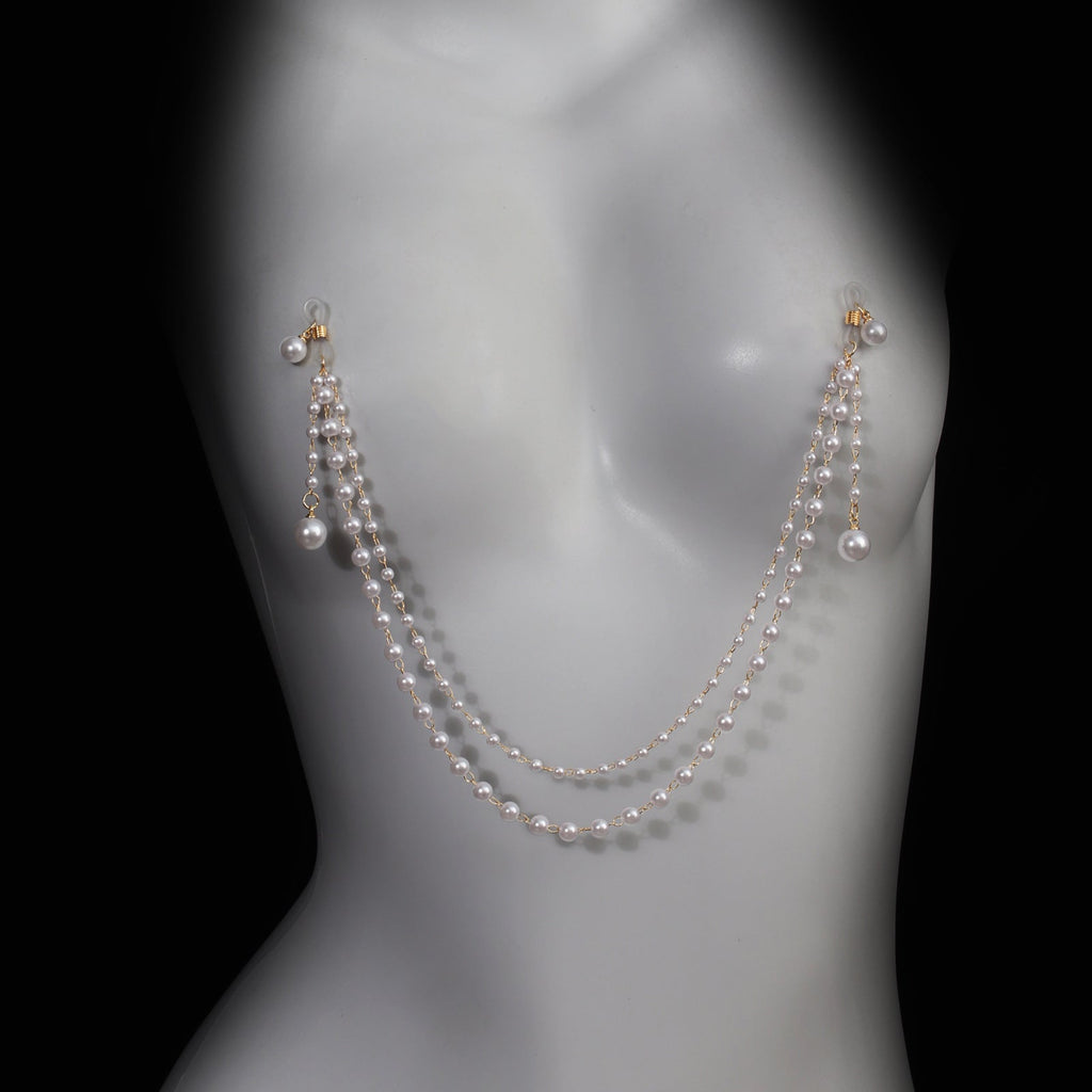 Pearl Tassel Nipple Clamps with Chain-1