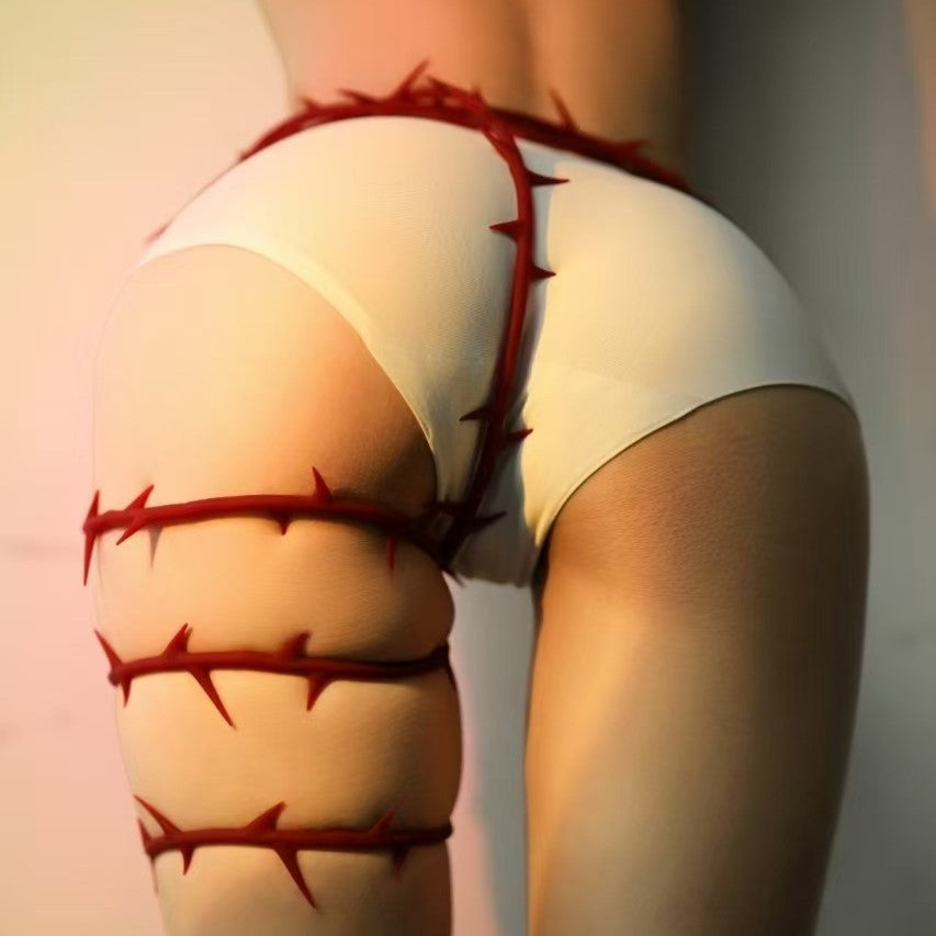 QINGNAN Thorn Bondage Restraint Kit with Ball Gag, Collar, Handcuffs & Ropes-3